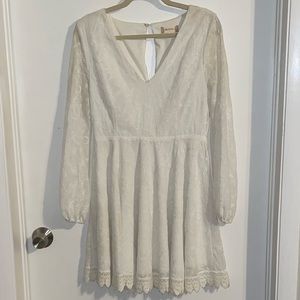 White Altar’d State Long Sleeve Floral Detail Dress